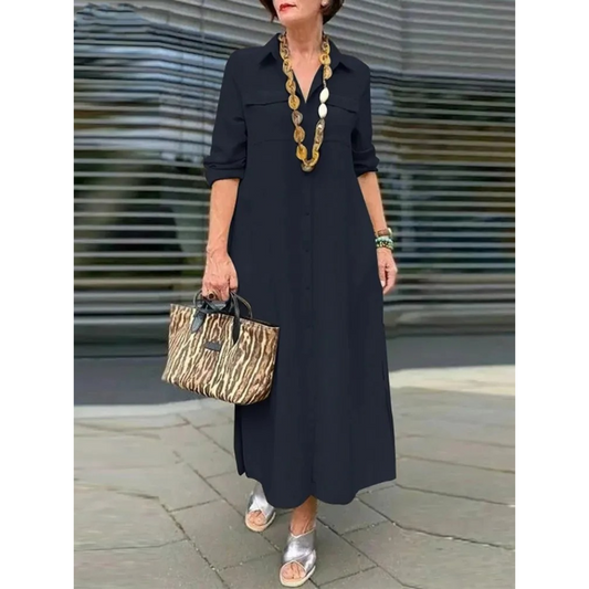 Vivienne – Elegant V-Neck Shirt Dress