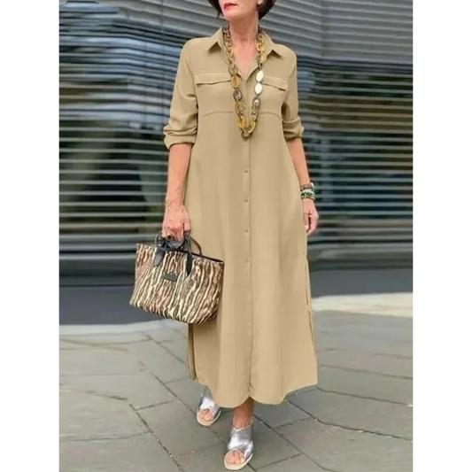 Vivienne – Elegant V-Neck Shirt Dress