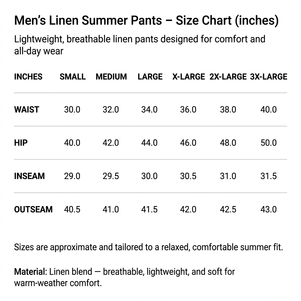 Ethan – Men’s Linen Summer Pants, Lightweight & Breathable