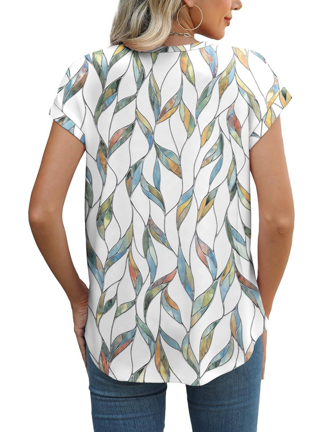 Women’s Botanical Print Cap Sleeve Top