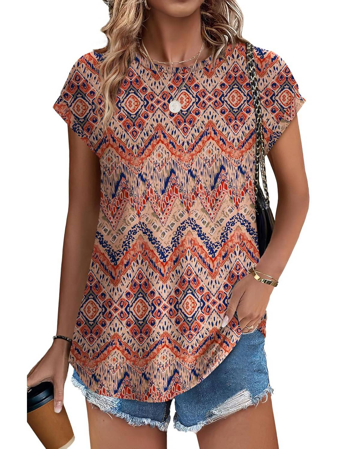 Women’s Botanical Print Cap Sleeve Top