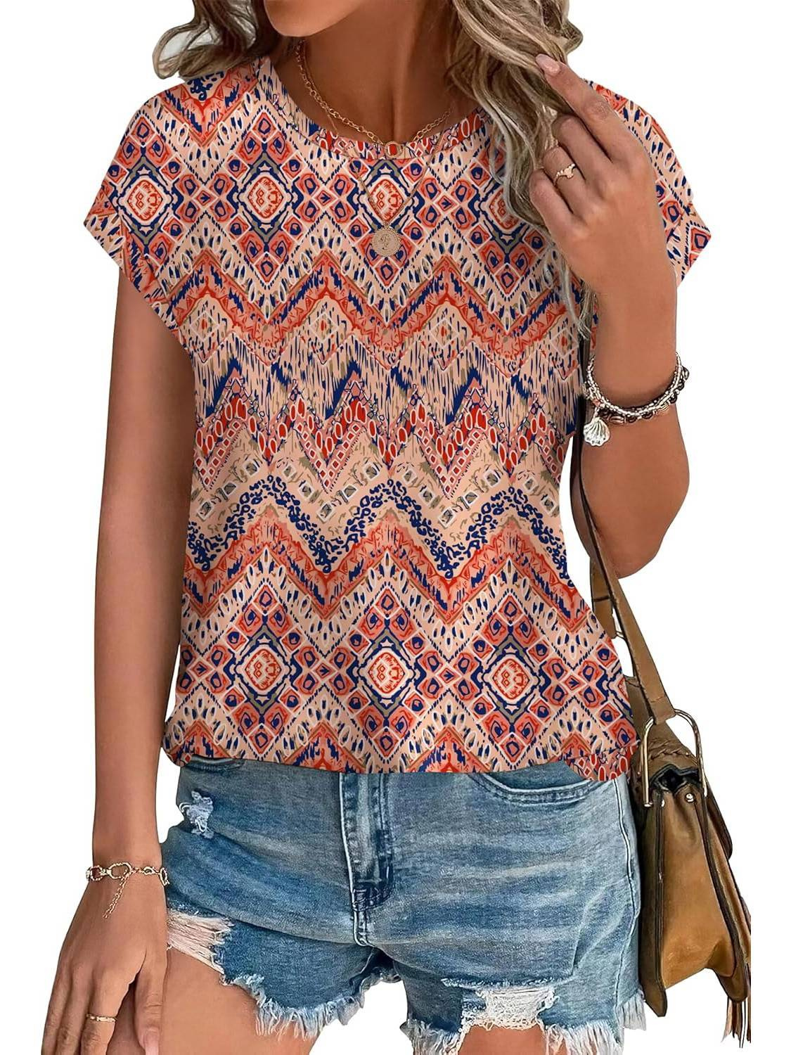 Women’s Botanical Print Cap Sleeve Top