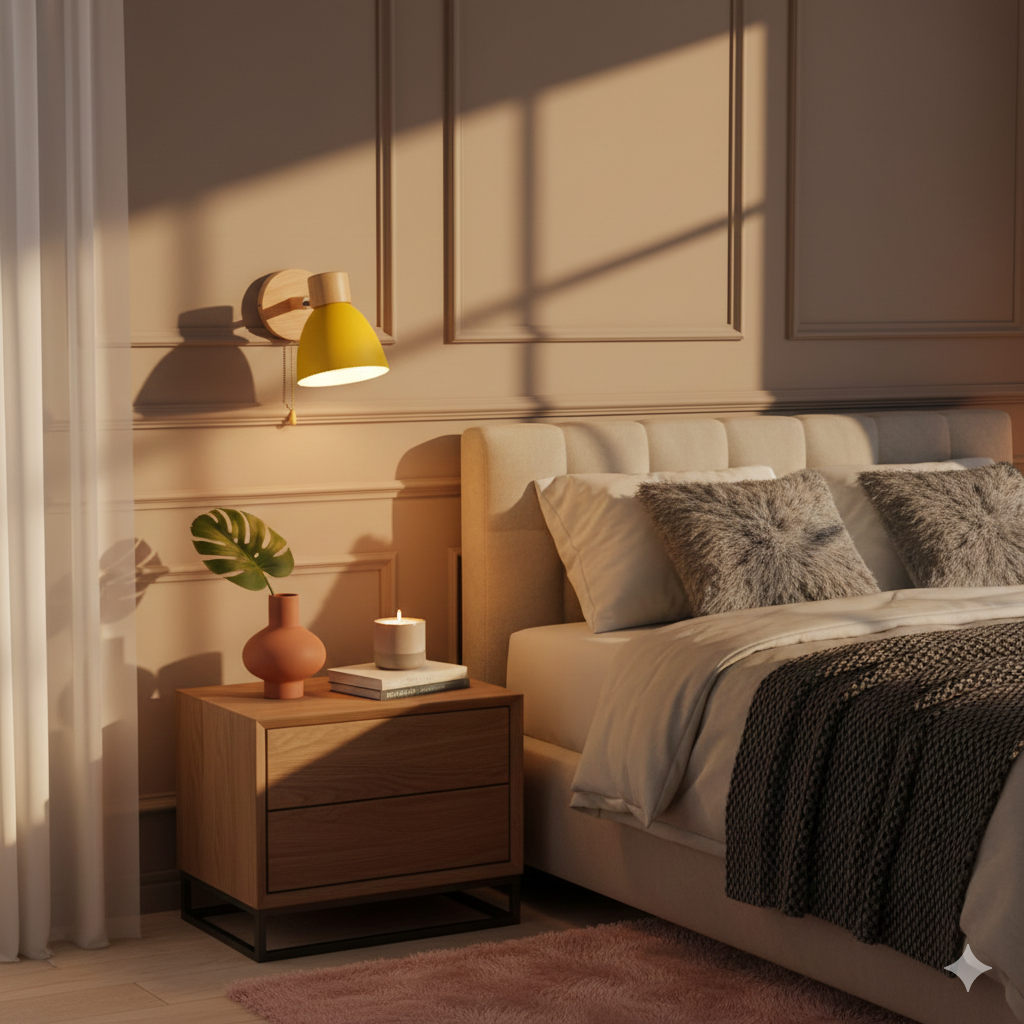 Wooden Cone Wall Sconce – Modern Minimalist LED Wall Light