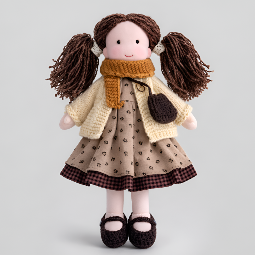 Handmade Waldorf Cuddly Doll - Soft Cotton Wool Toddler Plush