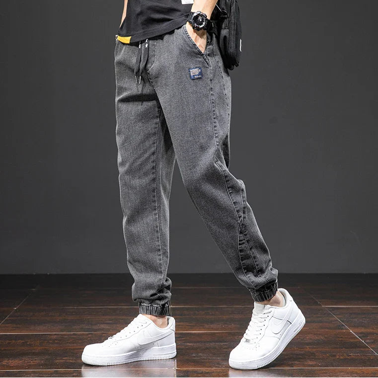 Men’s Denim Jogger Pants with Elastic Waist