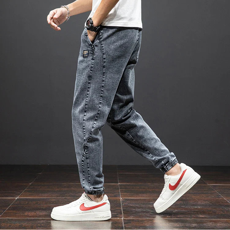 Men’s Denim Jogger Pants with Elastic Waist