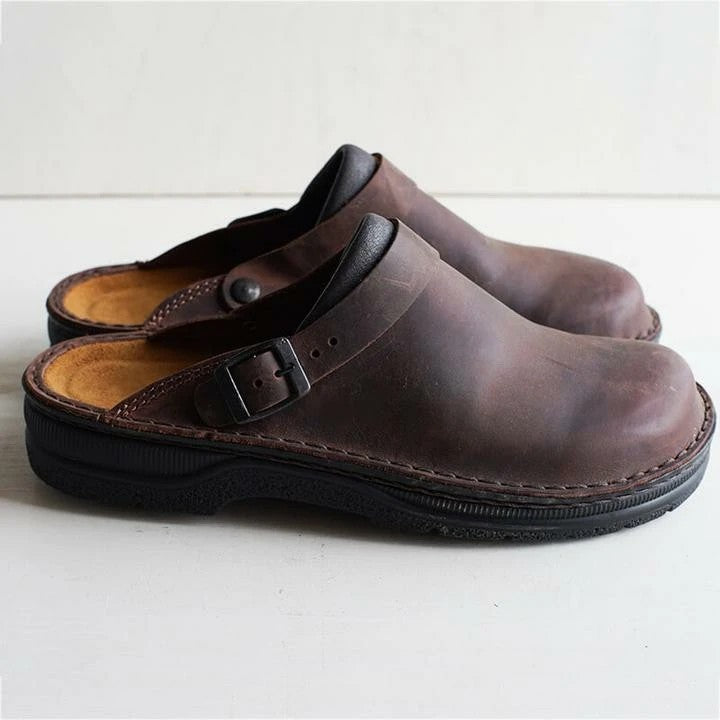 Men’s Leather Clogs – Cushioned Slip-On Shoes
