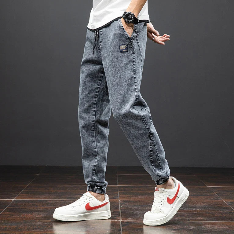 Men’s Denim Jogger Pants with Elastic Waist