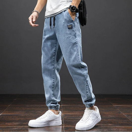 Men’s Denim Jogger Pants with Elastic Waist