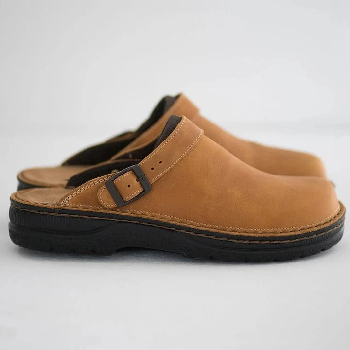 Men’s Leather Clogs – Cushioned Slip-On Shoes