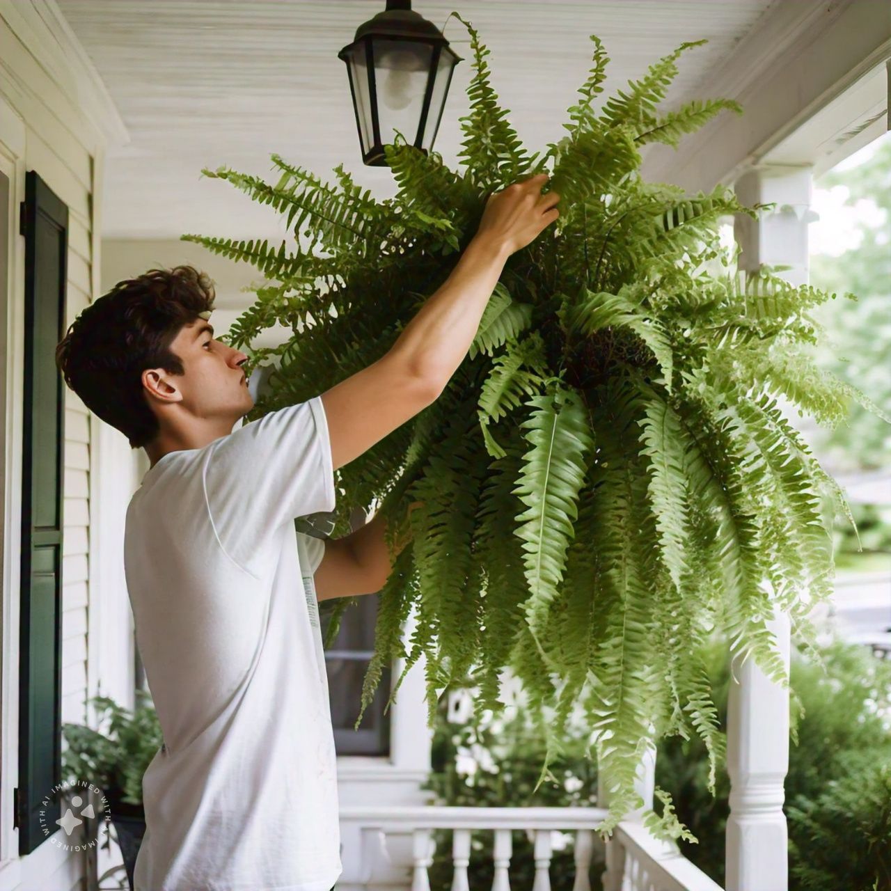 UV Resistant Artificial Boston Fern - 18pc Waterproof Outdoor