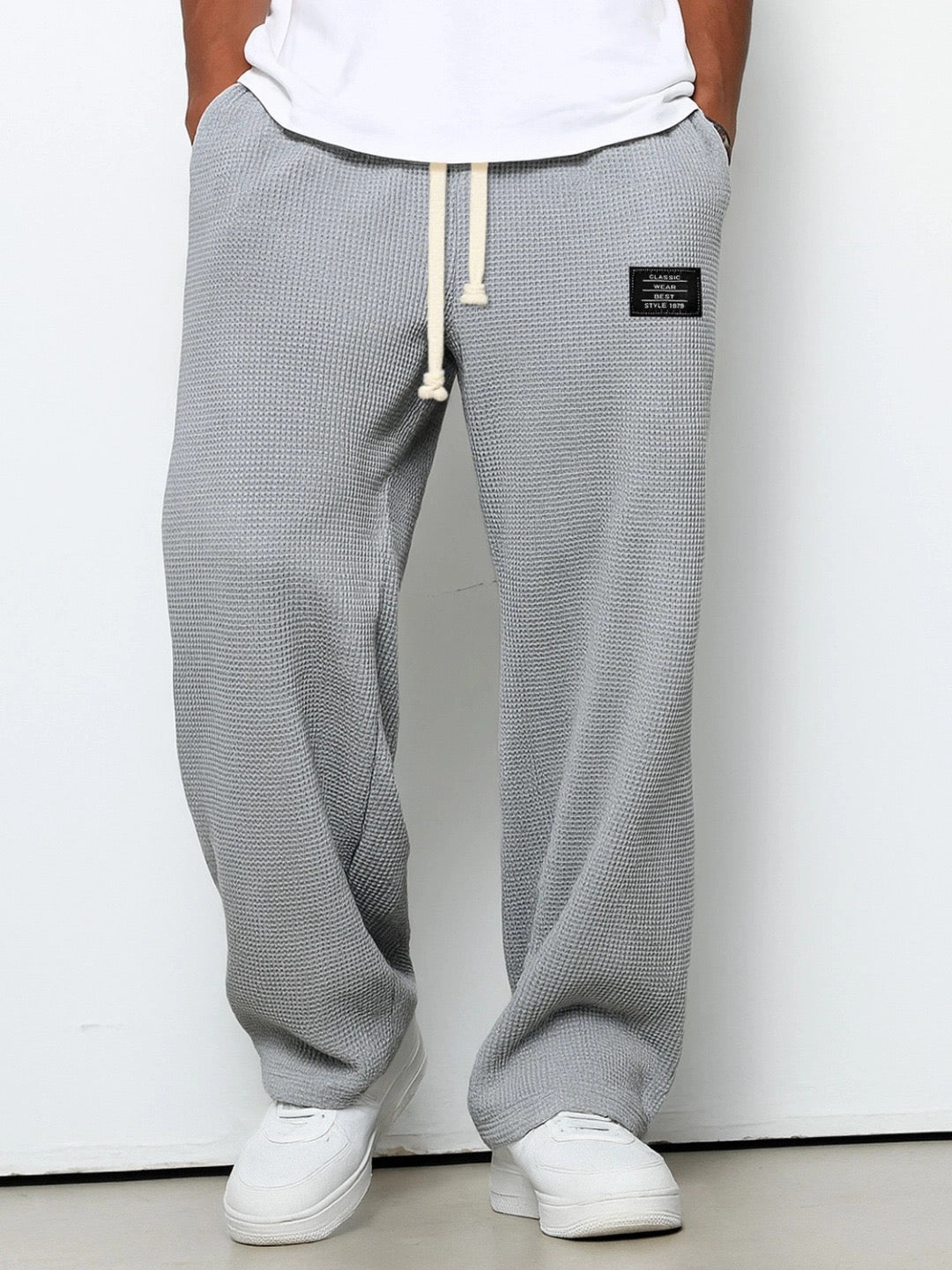 Mens Relaxed Everyday Lace Pants Adjustable Waist Straight Fit
