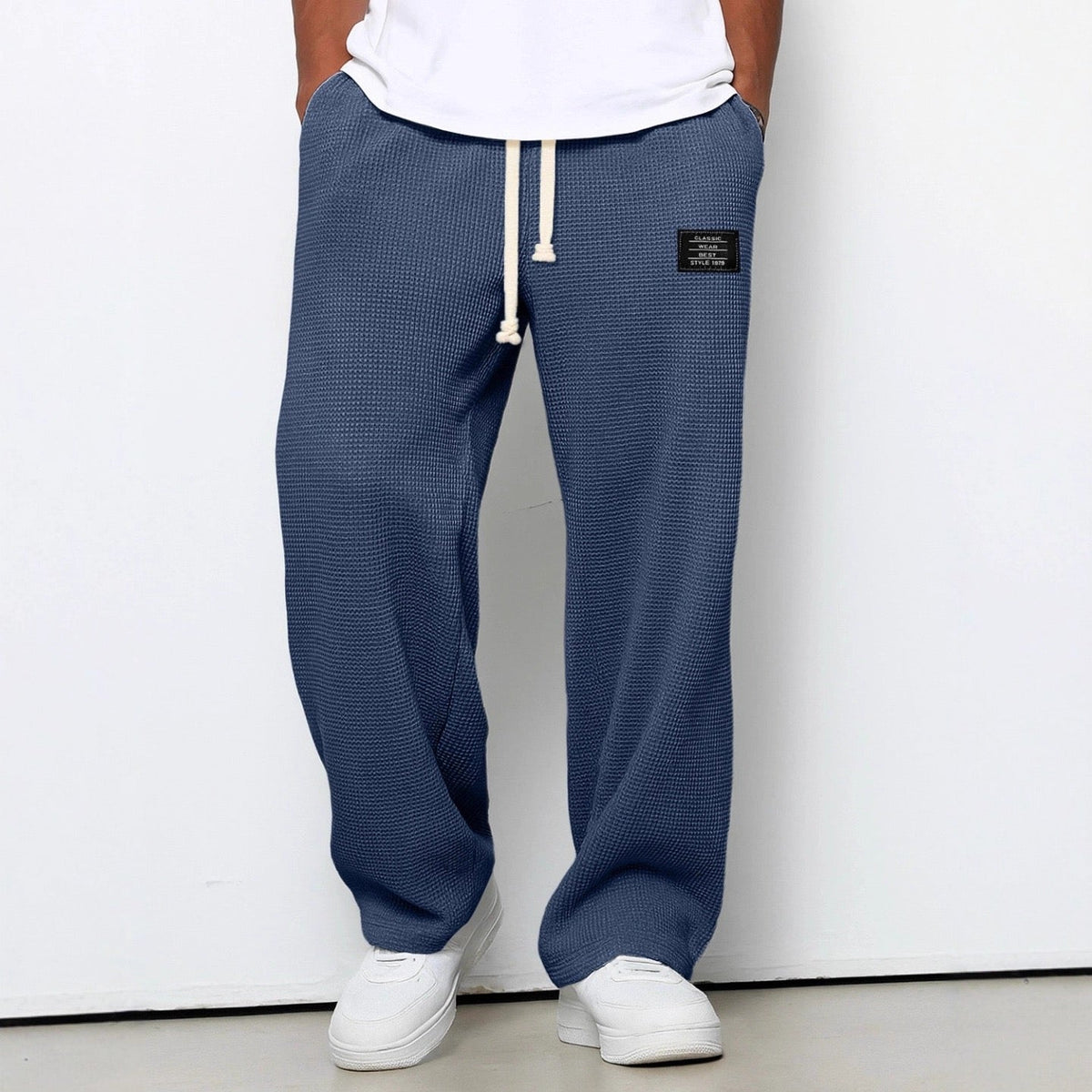 Mens Relaxed Everyday Lace Pants Adjustable Waist Straight Fit