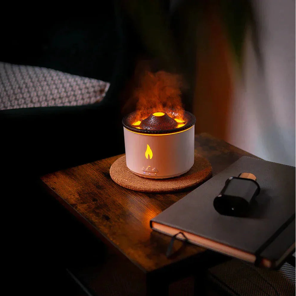Volcano Humidifier & Aroma Diffuser – LED Mist Air Humidifier