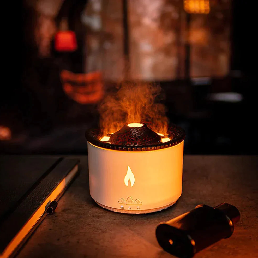 Volcano Humidifier & Aroma Diffuser – LED Mist Air Humidifier