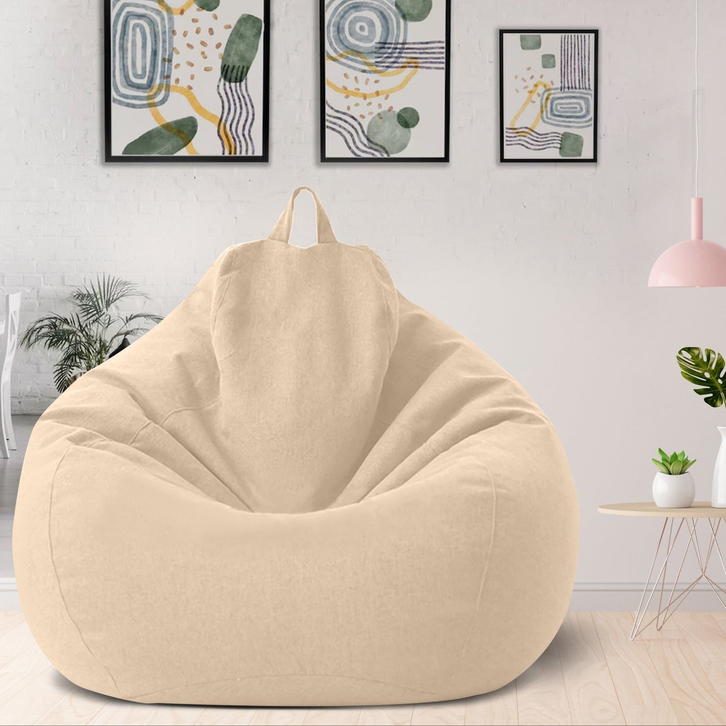 Ergonomic Linen Bean Bag Chair Cover - Modern Lazy Lounger Sofa