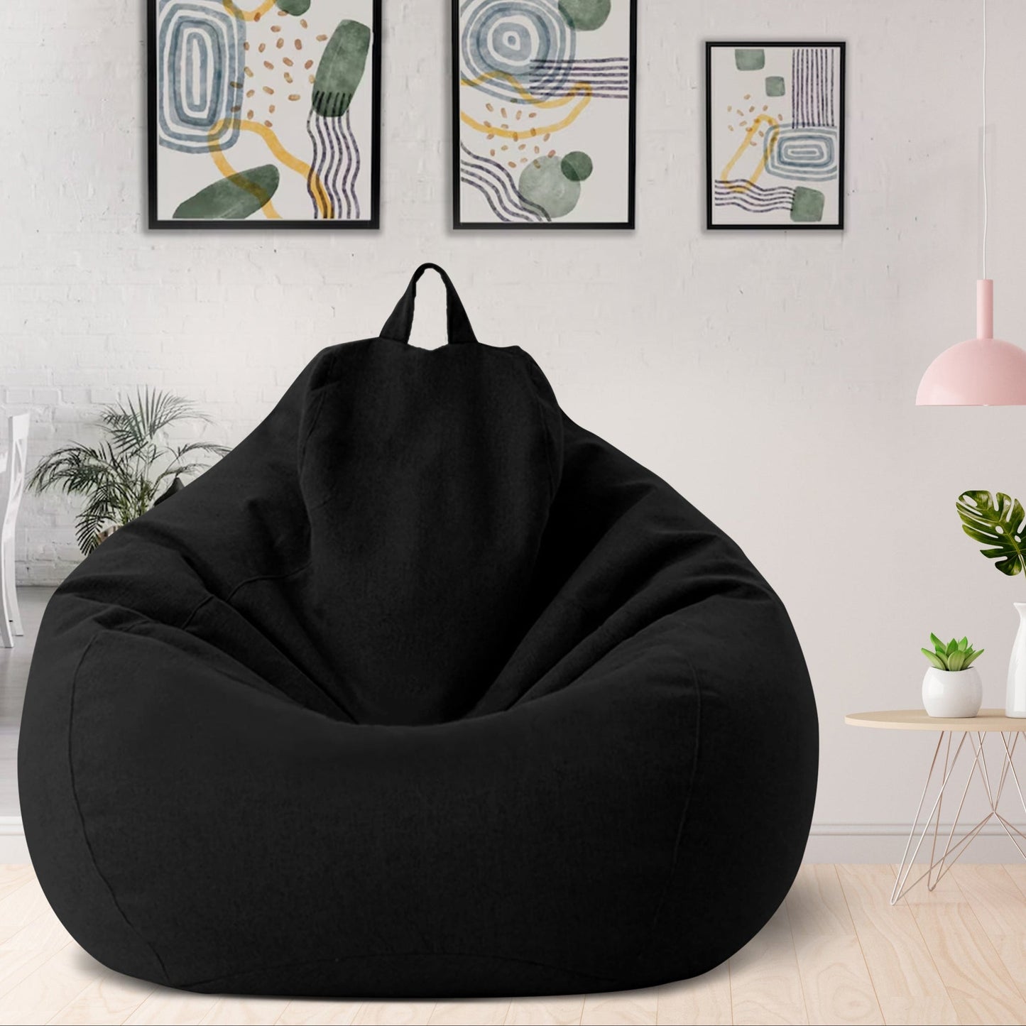 Ergonomic Linen Bean Bag Chair Cover - Modern Lazy Lounger Sofa