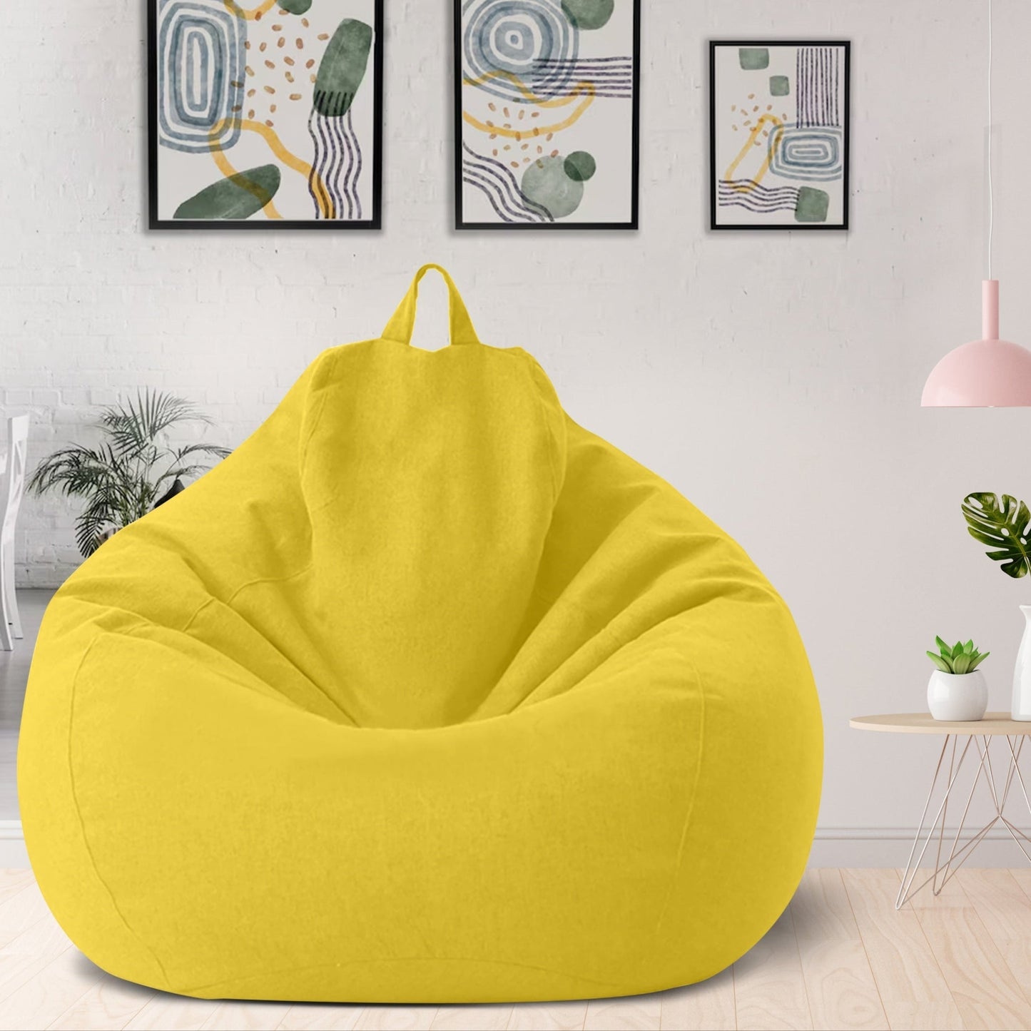 Ergonomic Linen Bean Bag Chair Cover - Modern Lazy Lounger Sofa