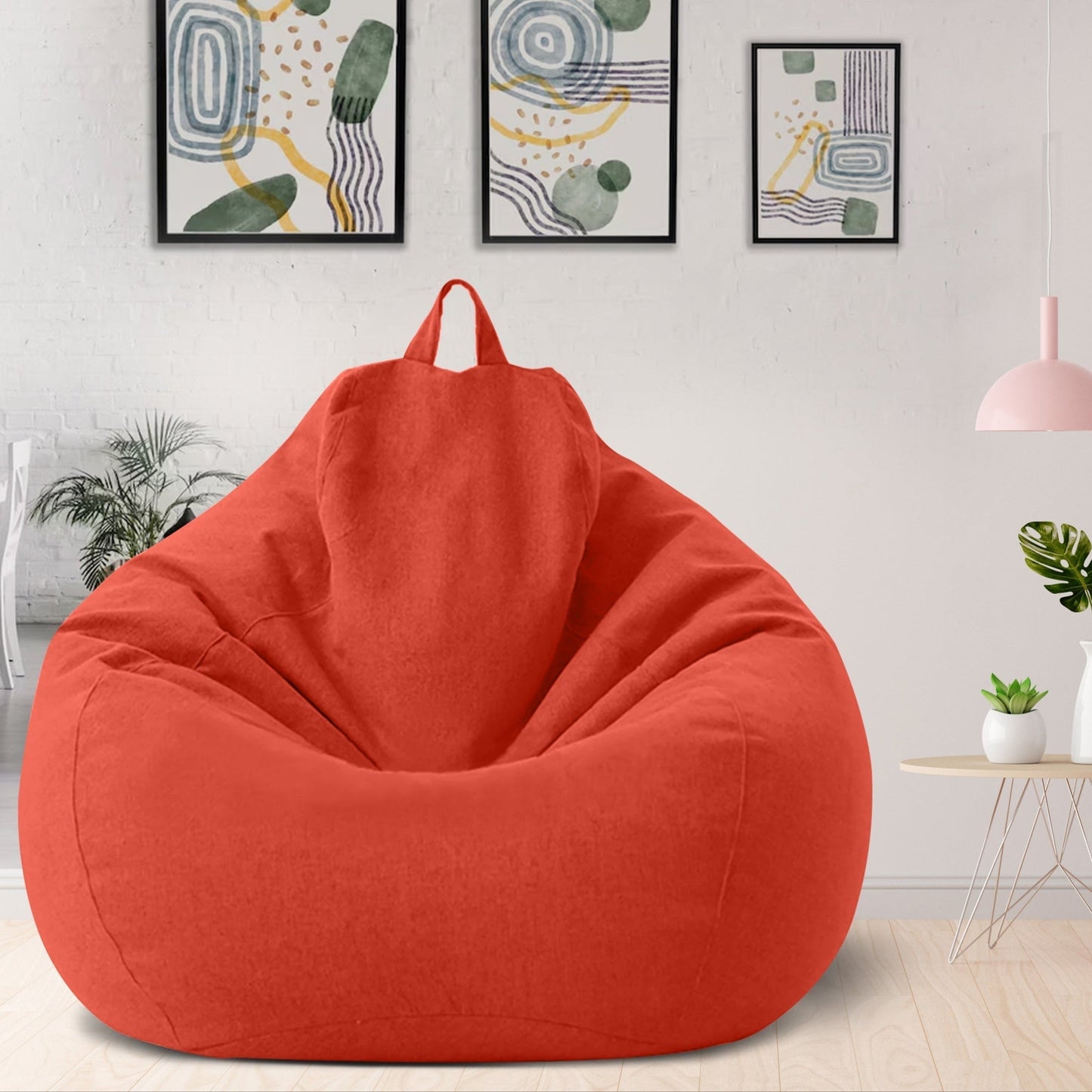 Ergonomic Linen Bean Bag Chair Cover - Modern Lazy Lounger Sofa