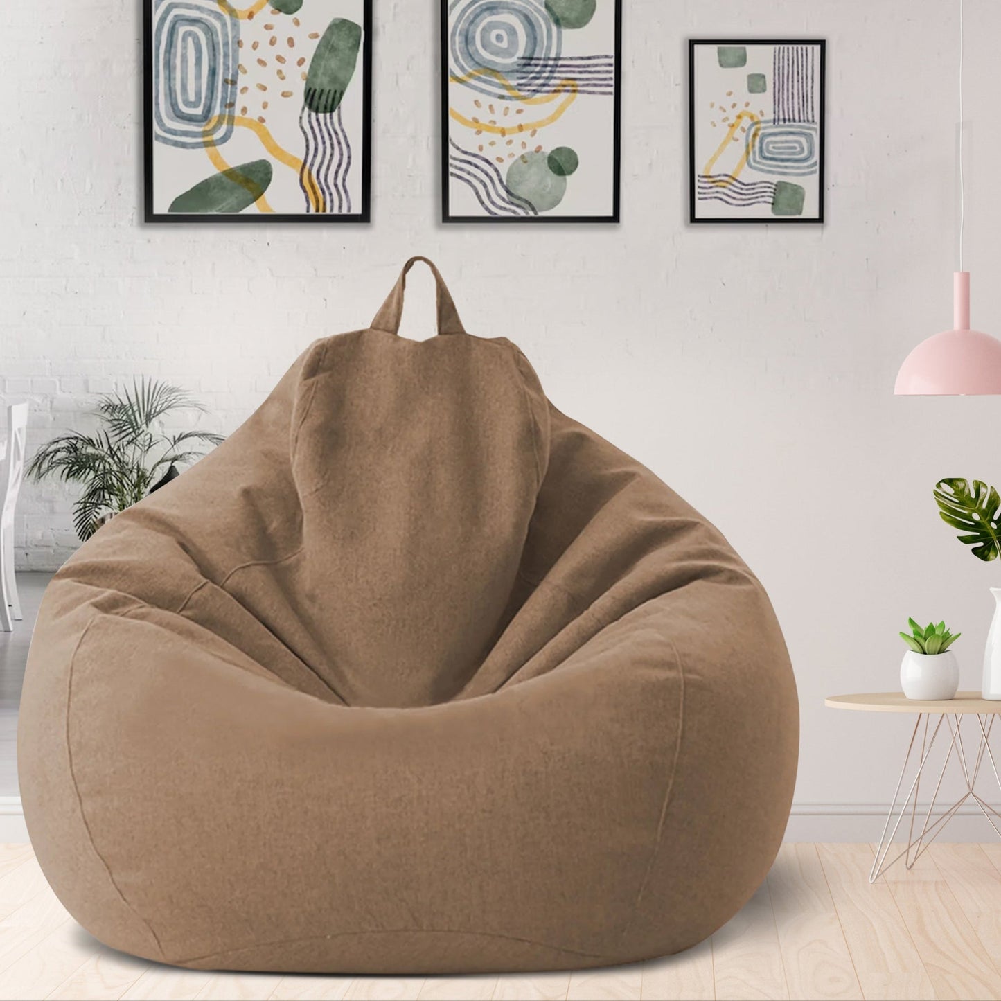 Ergonomic Linen Bean Bag Chair Cover - Modern Lazy Lounger Sofa