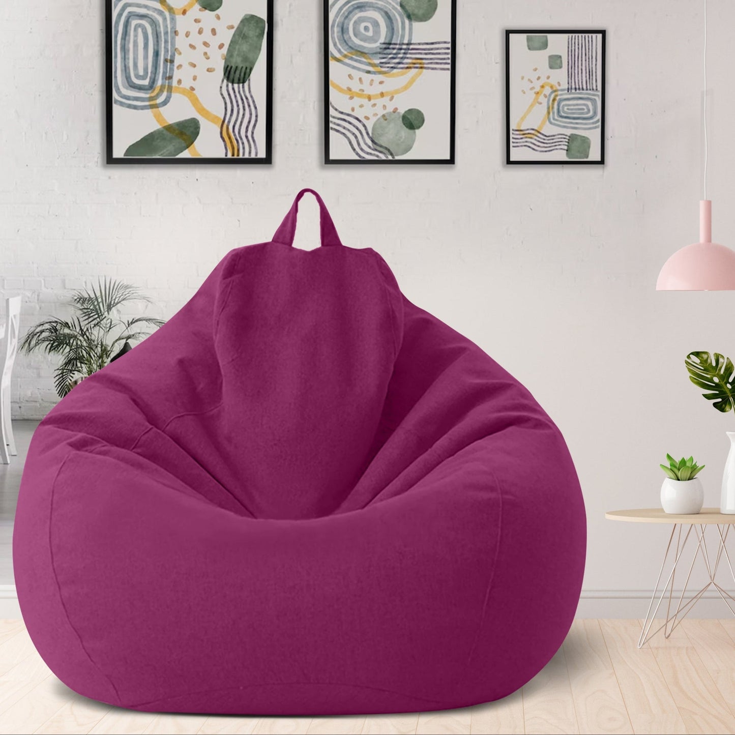 Ergonomic Linen Bean Bag Chair Cover - Modern Lazy Lounger Sofa