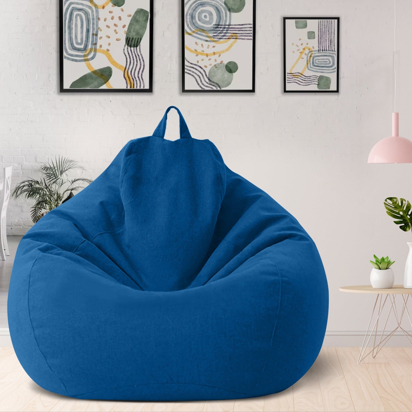 Ergonomic Linen Bean Bag Chair Cover - Modern Lazy Lounger Sofa