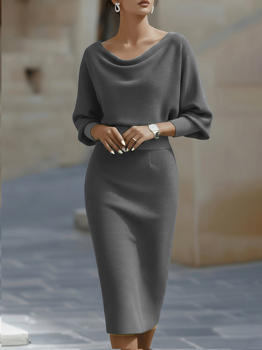 Women’s Satin Cowl Neck Midi Dress