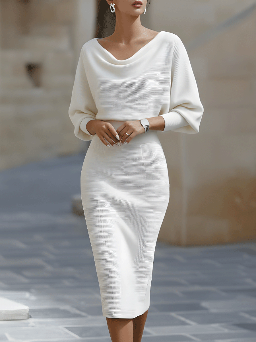 Women’s Satin Cowl Neck Midi Dress