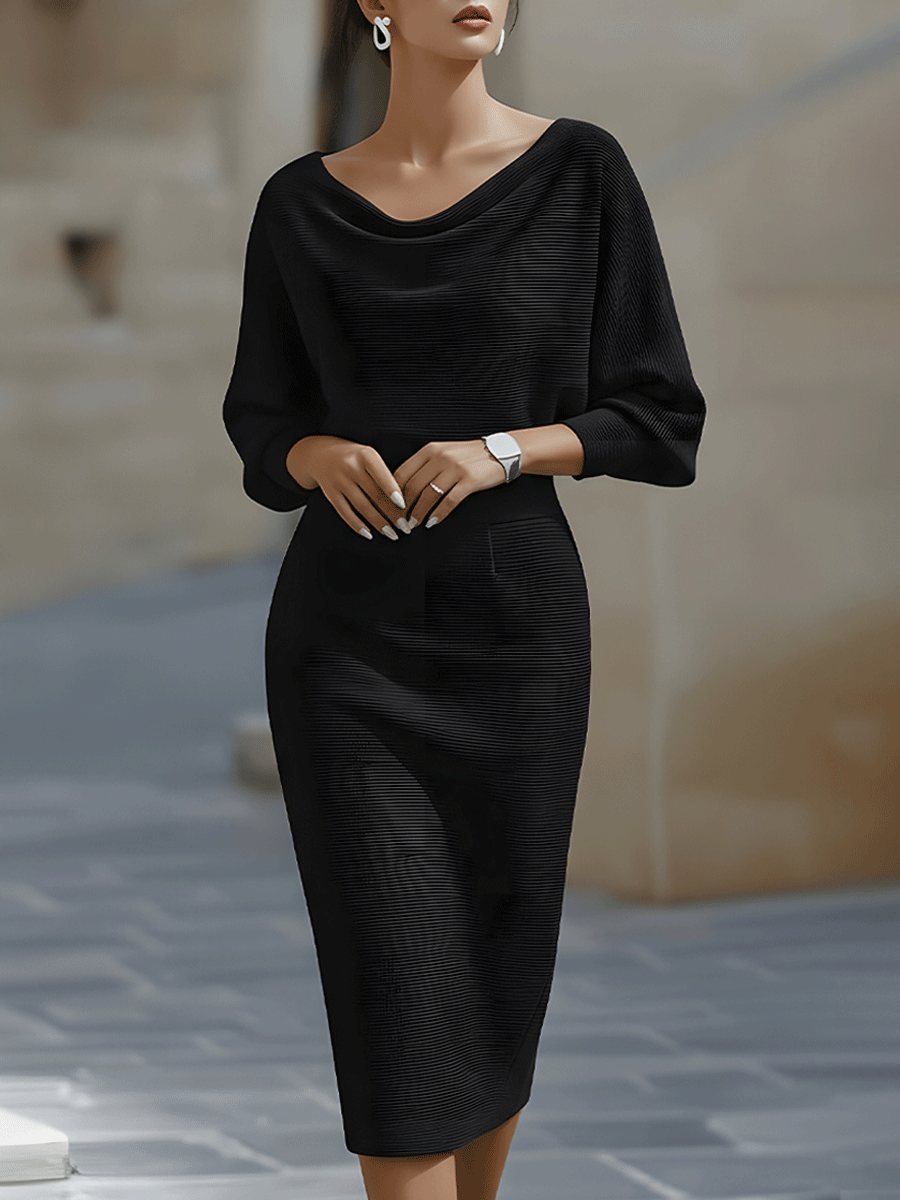 Women’s Satin Cowl Neck Midi Dress