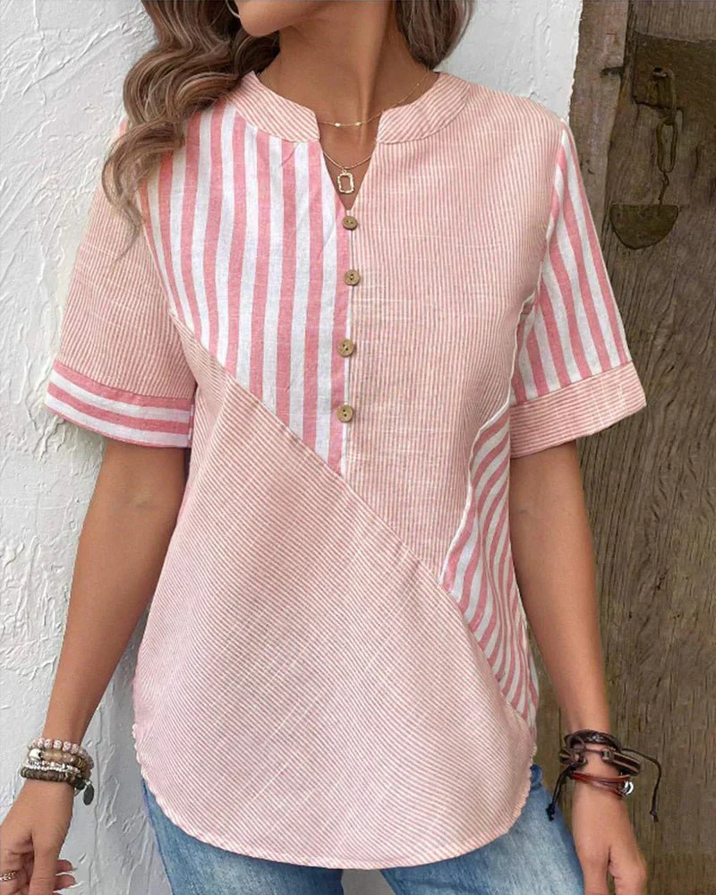 Women’s Colorblock Stripe Cotton Blouse