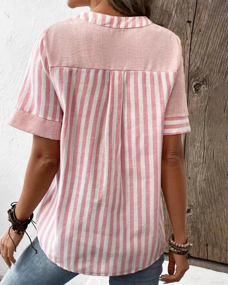 Women’s Colorblock Stripe Cotton Blouse