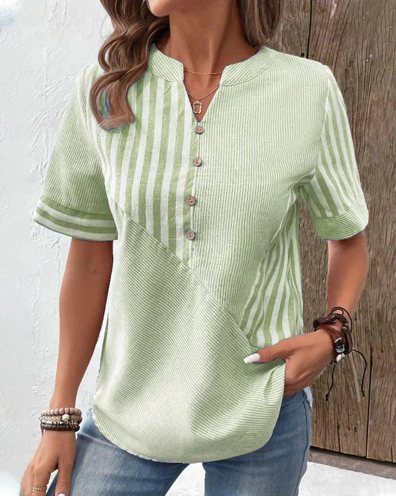 Women’s Colorblock Stripe Cotton Blouse