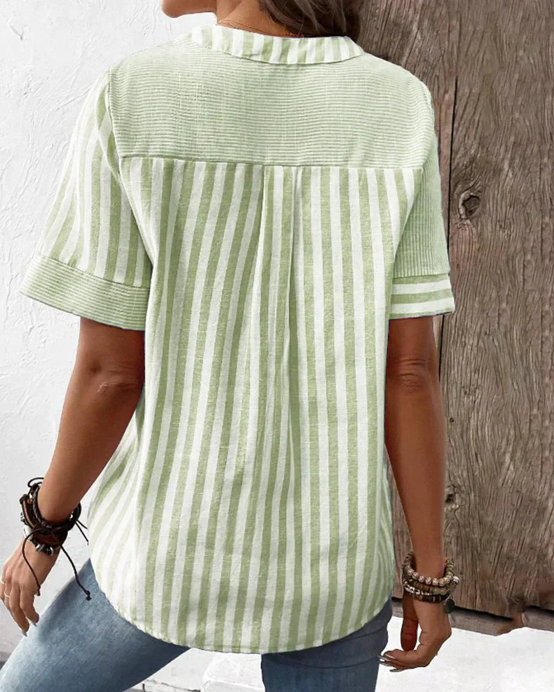 Women’s Colorblock Stripe Cotton Blouse