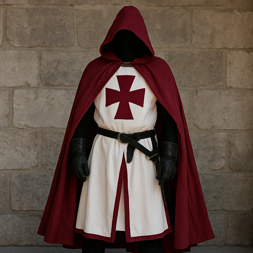 Knights Templar Crusader Costume - Medieval Tunic & Cape Set
