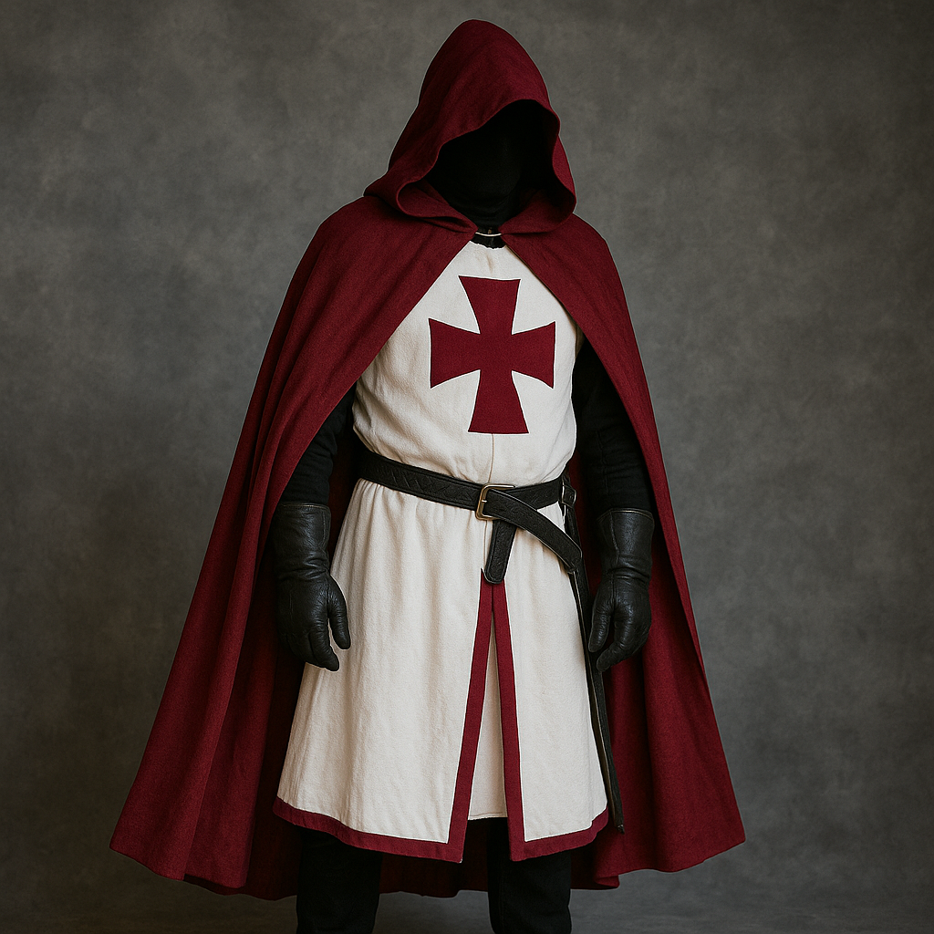 Knights Templar Crusader Costume - Medieval Tunic & Cape Set