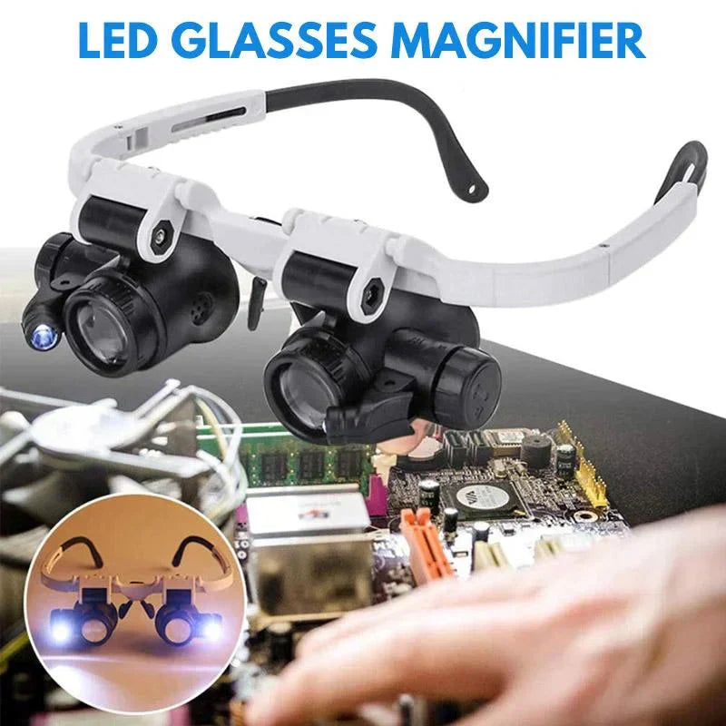 LED Magnifying Glasses Headset - 8x 15x 23x Jeweler Watch Repair