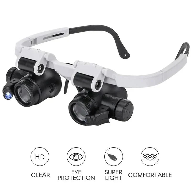 LED Magnifying Glasses Headset - 8x 15x 23x Jeweler Watch Repair