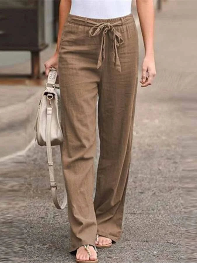 Elena – Women’s Linen Pants, High Waist & Wide Leg