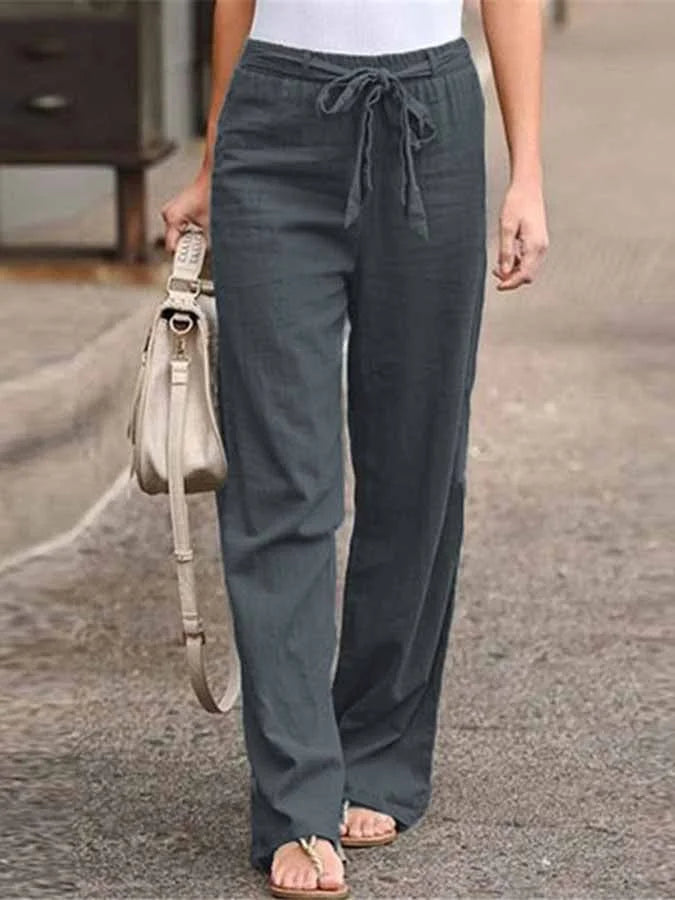 Elena – Women’s Linen Pants, High Waist & Wide Leg