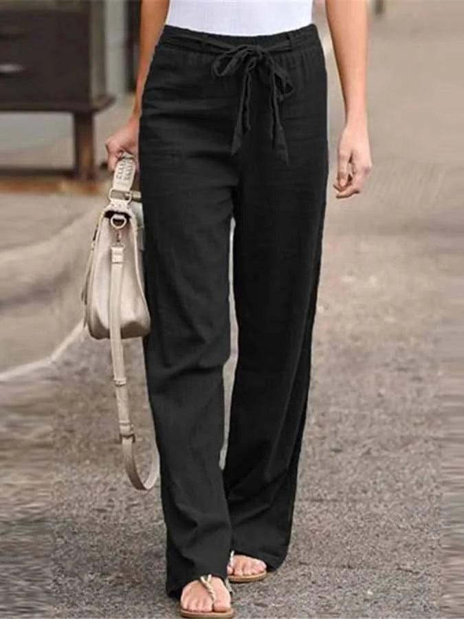 Elena – Women’s Linen Pants, High Waist & Wide Leg