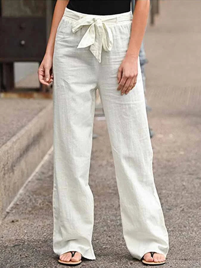 Elena – Women’s Linen Pants, High Waist & Wide Leg