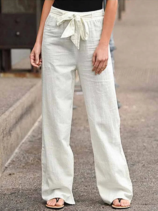 Elena – Women’s Linen Pants, High Waist & Wide Leg