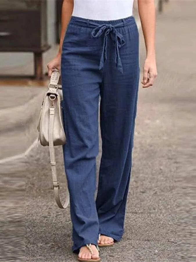 Elena – Women’s Linen Pants, High Waist & Wide Leg