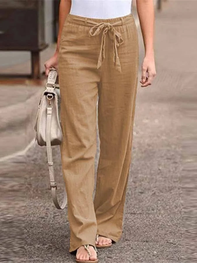 Elena – Women’s Linen Pants, High Waist & Wide Leg