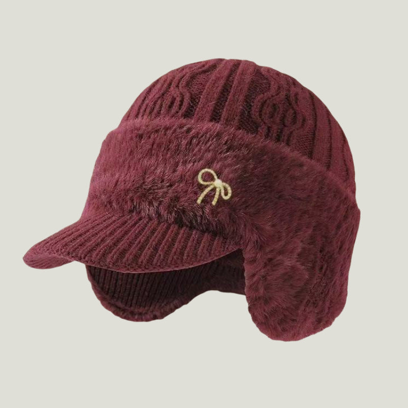 Winter Trapper Hat with Knit Ear Flaps