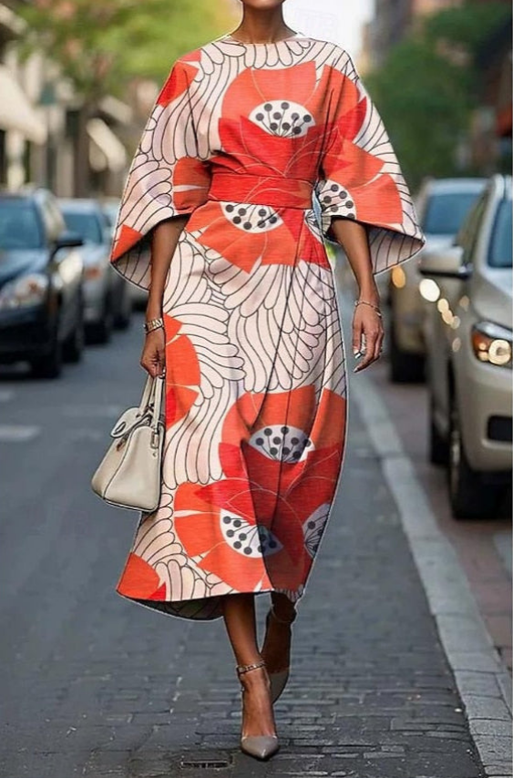 Women’s Embroidered Kimono Sleeve Dress