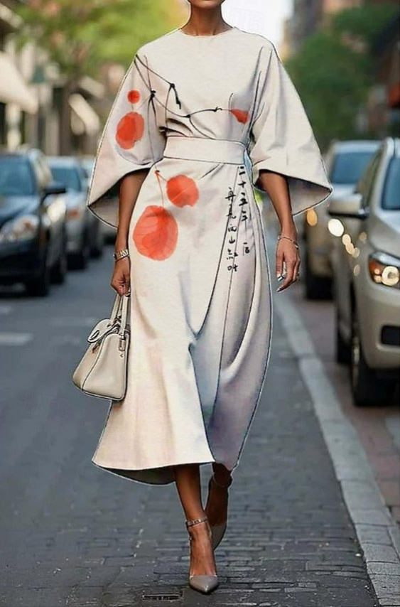 Women’s Embroidered Kimono Sleeve Dress