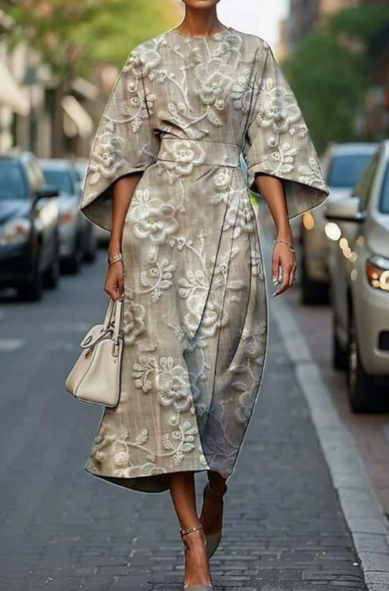 Women’s Embroidered Kimono Sleeve Dress