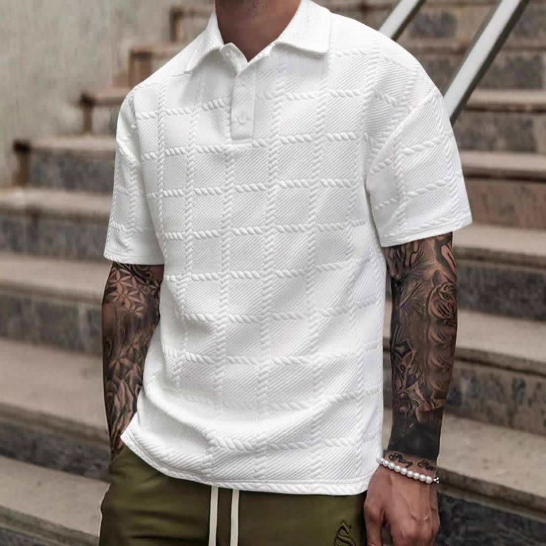Men’s Textured Knit Polo Shirt – Short Sleeve
