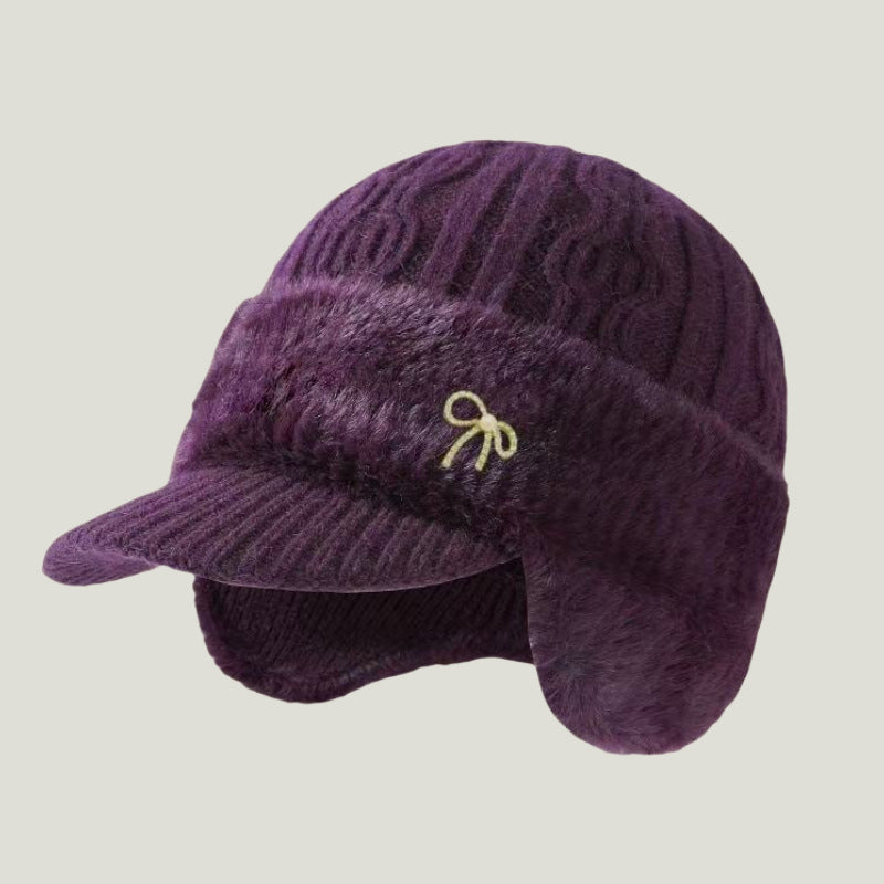 Winter Trapper Hat with Knit Ear Flaps